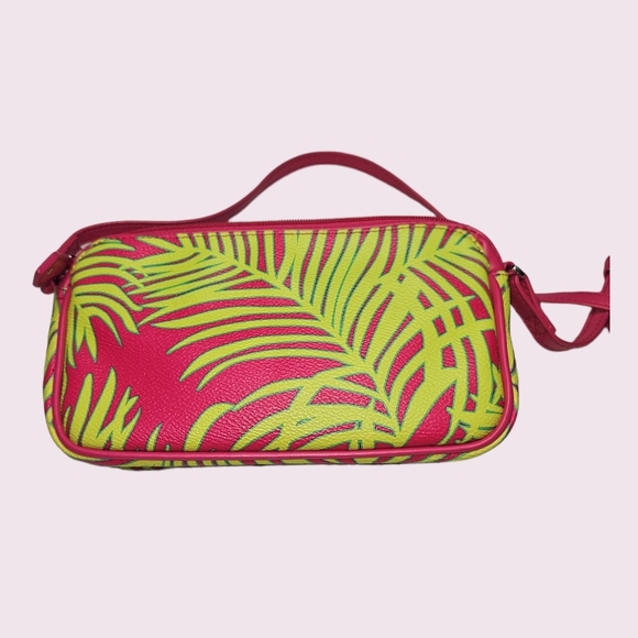 Vera Bradley Pink Green Summer Palm Crossbody Purse - Picture 3 of 5